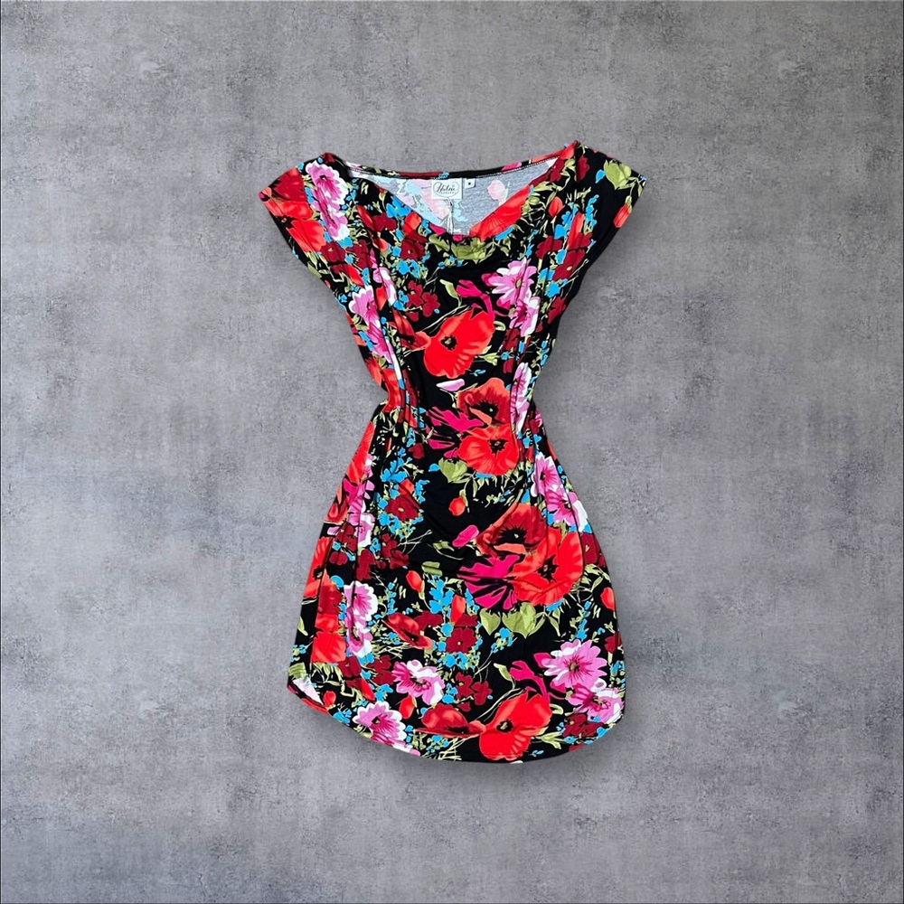 Multicolor Cowl Neck Floral Dress